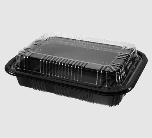 Watson Distributing Bento Box 1-Compartment (510) Black With Clear Lid Combo 500/Case
