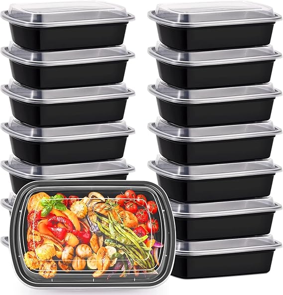 Watson Distributing Bento Box 1-Compartment (510) Black With Clear Lid Combo 500/Case