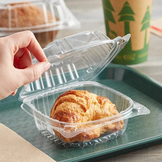 Watson Distributing 5-3/8" x 5-1/4" x 2-5/8" Container Plastic Clear Hinged 500/Case