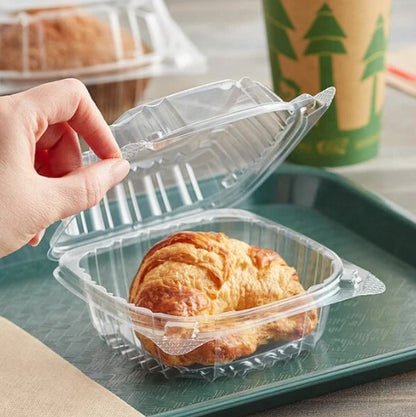 Watson Distributing 5-3/8" x 5-1/4" x 2-5/8" Container Plastic Clear Hinged 500/Case