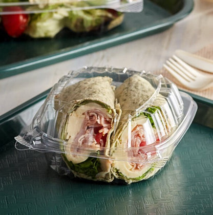 Watson Distributing 5-3/8" x 5-1/4" x 2-5/8" Container Plastic Clear Hinged 500/Case