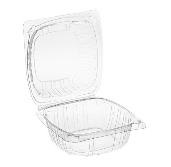 Watson Distributing 6" x 6" x 3.5" Clear 1-Compt Pet Hinged-Lid Container 200/Case