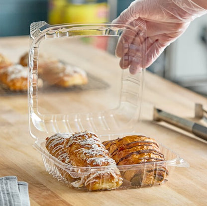 Watson Distributing 8" x 8" Clear 1-Compt Pet Hinged-Lid Container 250/Case