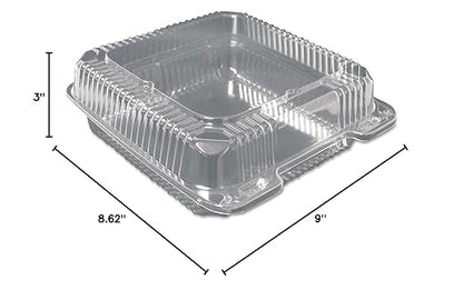 Watson Distributing 9" x 9" x 3" Clear Pet Plastic Hinged-Lid Take-Out Container 200/Case