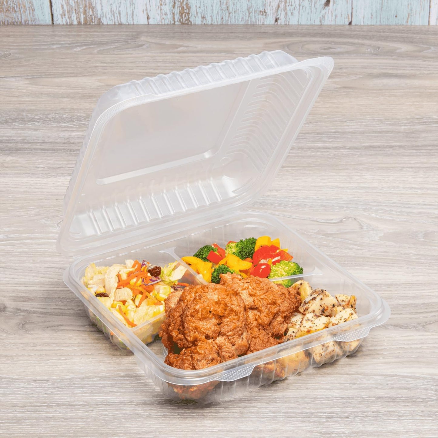 Watson Distributing 9" x 9" x 3" Clear Pet Plastic Hinged-Lid Take-Out Container 200/Case