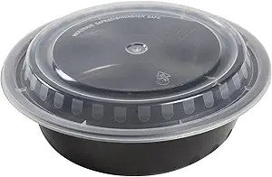 Watson Distributing 24 Oz Black Microwaveable Pp Teriyaki Bowl With Clear Lid Combo 300/Case