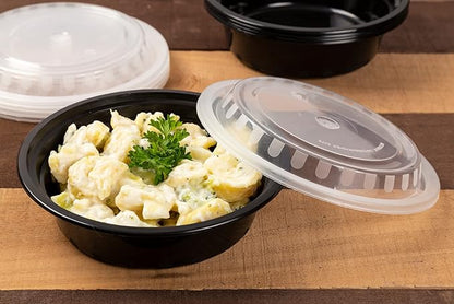 Watson Distributing 24 Oz Black Microwaveable Pp Teriyaki Bowl With Clear Lid Combo 300/Case