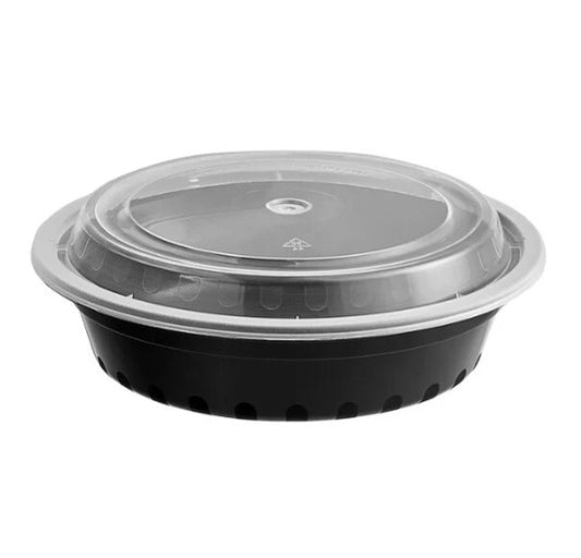 Watson Distributing 24 Oz Black Microwaveable Pp Teriyaki Bowl With Clear Lid Combo 300/Case