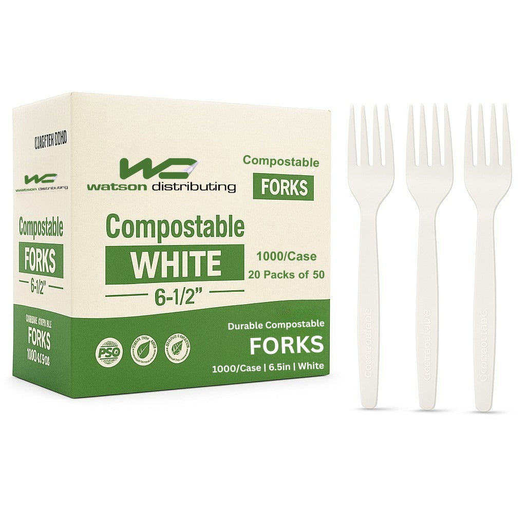 Watson Distributing Heavy Weight Fork Plastic White 6-1/2" 1000/Case