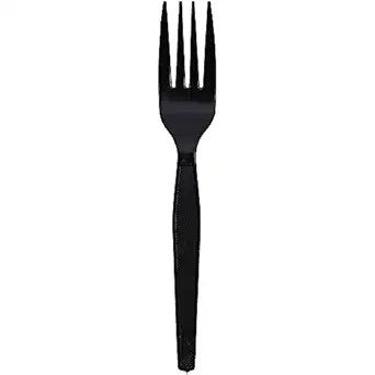 Watson Distributing Medium Weight Plastic Fork Black 5.8" 1000/Case