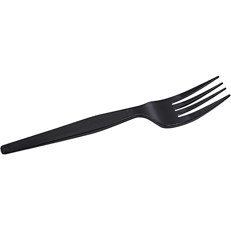 Watson Distributing Medium Weight Plastic Fork Black 5.8" 1000/Case