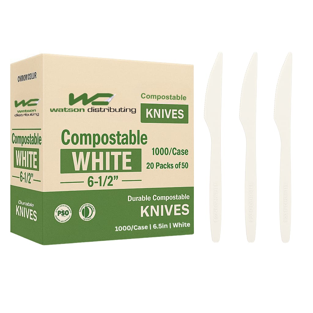 Watson Distributing Heavy Duty Disposable Knife White 6.5 Inch - 300/Case