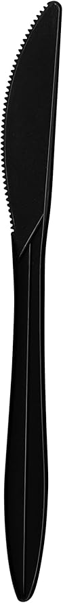 Watson Distributing Medium Weight Plastic Knife Black 6.5" 1000/Case
