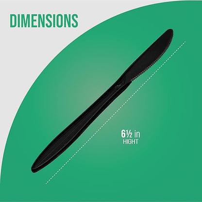 Watson Distributing Medium Weight Plastic Knife Black 6.5" 1000/Case