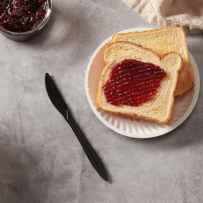 Watson Distributing Medium Weight Plastic Knife Black 6.5" 1000/Case