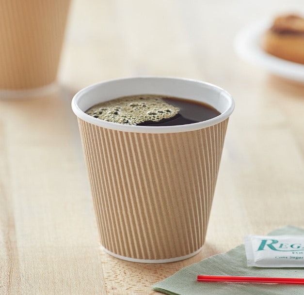 Watson Distributing 8 oz Ripple Insulated Double Wall Leak-Free Paper Cup 150/Case