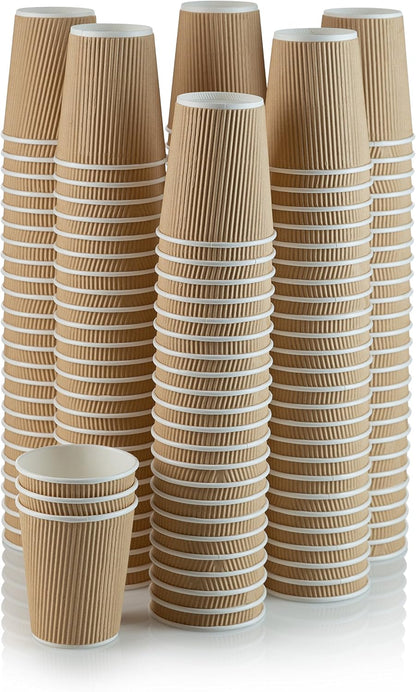 Watson Distributing 8 oz Ripple Insulated Double Wall Leak-Free Paper Cup 150/Case