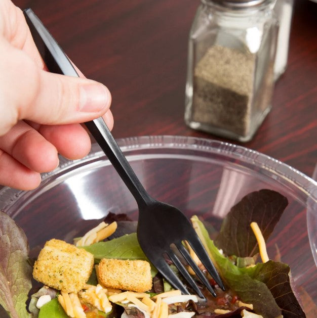 Watson Distributing Medium Weight Wrapped Black Plastic Cutlery Set With Napkin And Salt And Pepper 250/Case