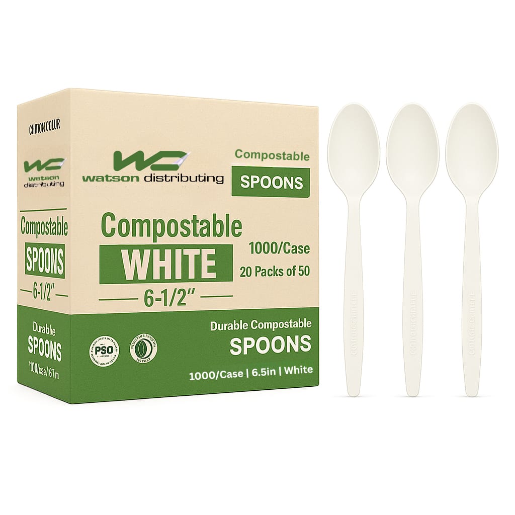 Watson Distributing Heavy Duty Disposable Spoon White 6.5 Inch - 100/Case