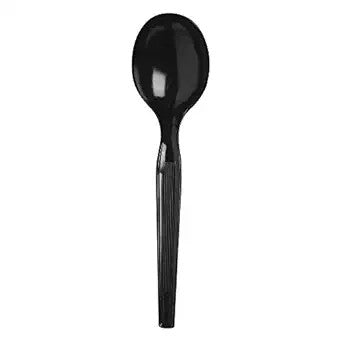 Watson Distributing Medium Weight Plastic Soup Spoon Black 5.5" 1000/Case