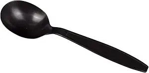 Watson Distributing Medium Weight Plastic Soup Spoon Black 5.5" 1000/Case