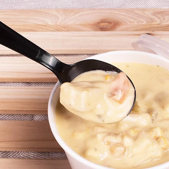 Watson Distributing Medium Weight Plastic Soup Spoon Black 5.5" 1000/Case