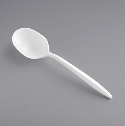 Watson Distributing Medium Weight Plastic Soup Spoon White 5.5" 1000/Case
