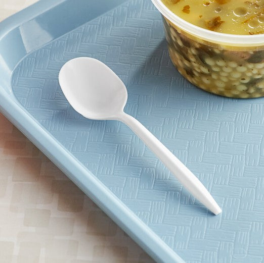Watson Distributing Medium Weight Plastic Soup Spoon White 5.5" 1000/Case