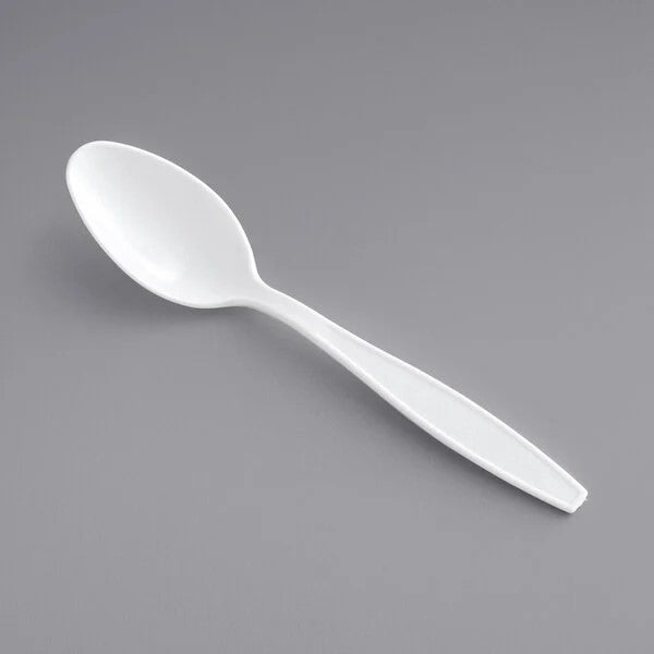 Watson Distributing Medium Weight Plastic Soup Spoon White 5.5" 1000/Case