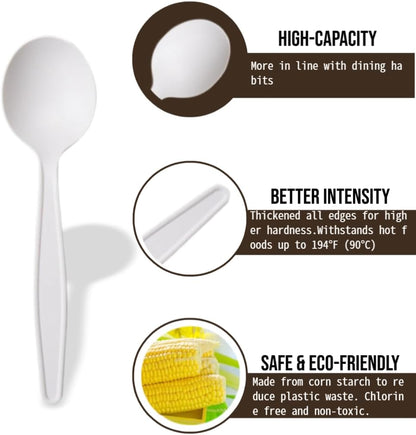 Watson Distributing Disposable Soup Spoon Tpla White 6" 1000/Case