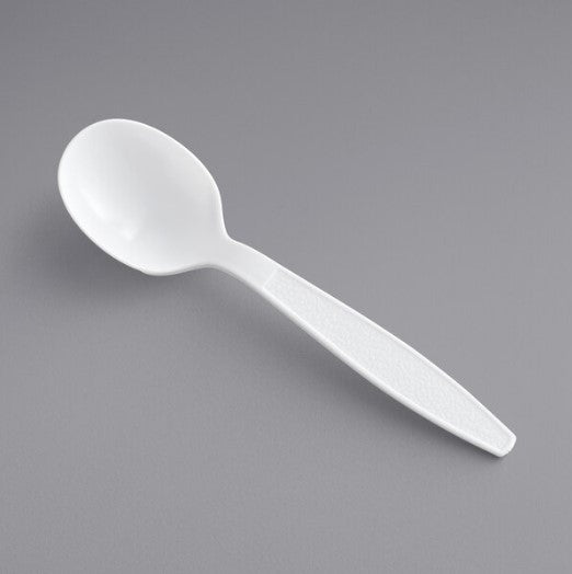 Watson Distributing Heavy Weight Bohra Spoon Plastic White 5.4" 1000/Case