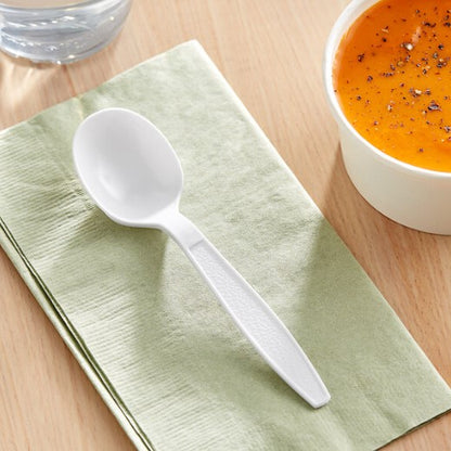 Watson Distributing Extra Heavy Weight Plastic Soup Spoons Pp White 1000/Case