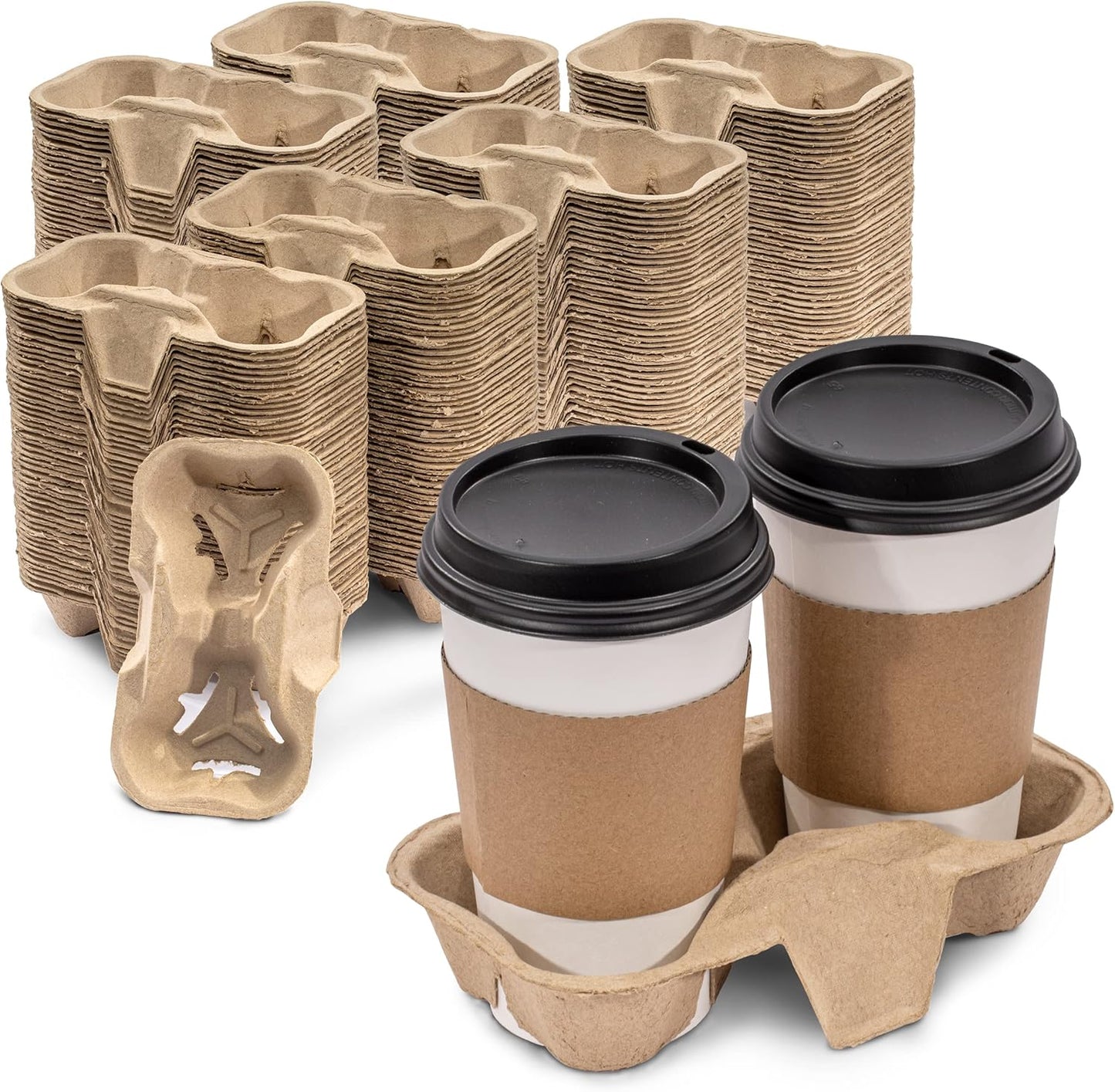 Watson Distributing 2 Cup Molded Fiber Holder/Carrier 100 Pcs 100 Piece/Bag