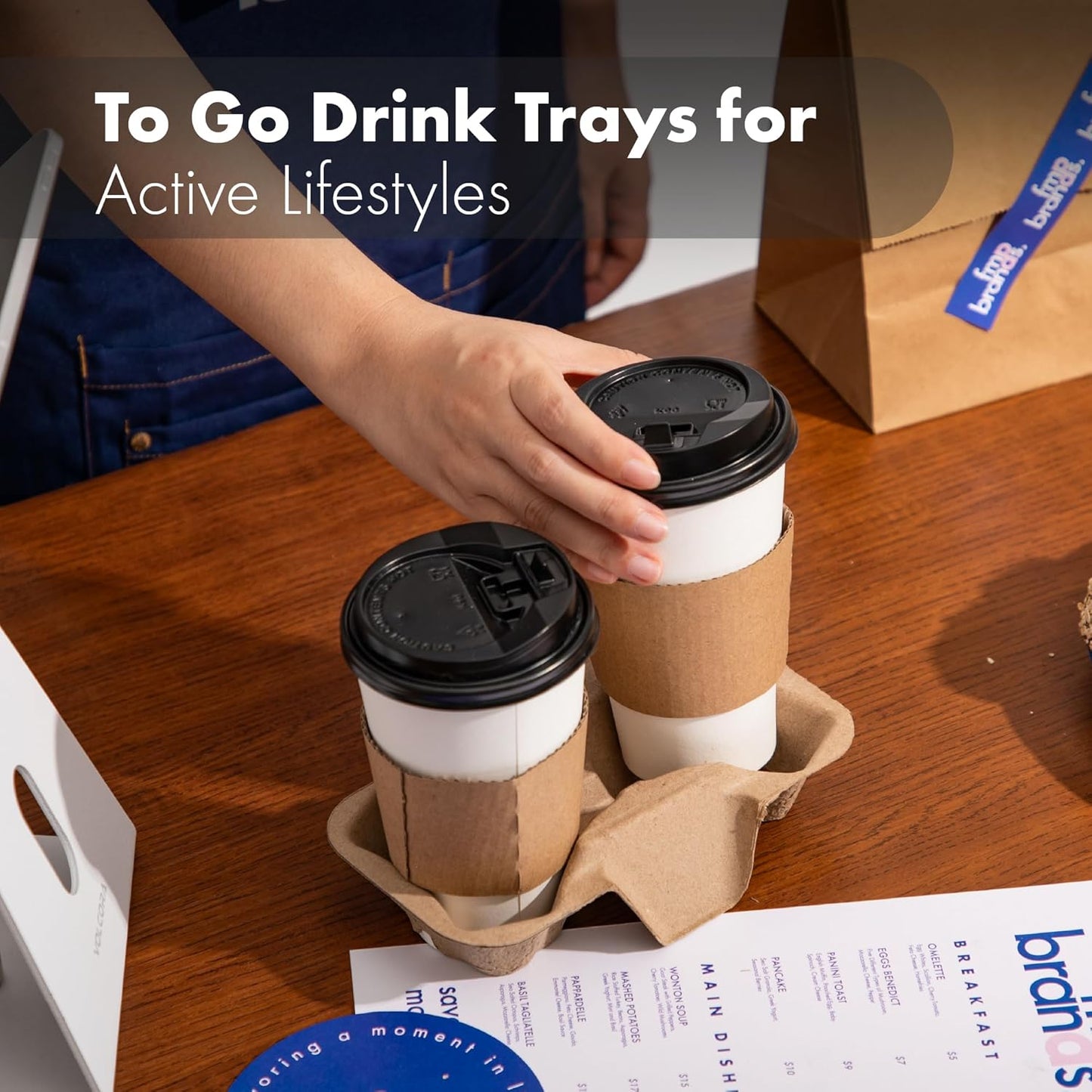 Watson Distributing 2 Cup Molded Fiber Holder/Carrier 100 Pcs 100 Piece/Bag