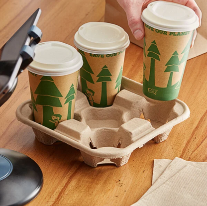 Watson Distributing 4 Cup Molded Fiber Holder/Carrier 300/Case 75 Piece/Bag