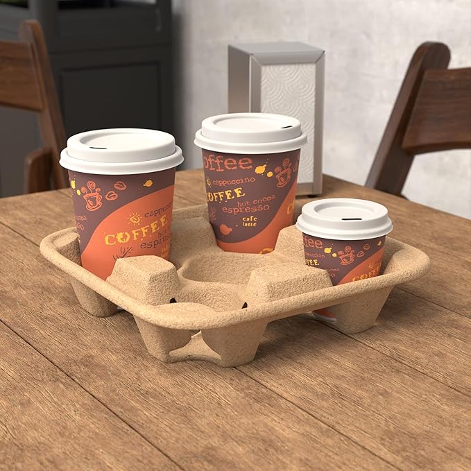 Watson Distributing 4 Cup Molded Fiber Holder/Carrier 300/Case 75 Piece/Bag