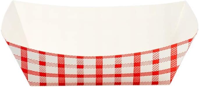 Watson Distributing 1 Lb Food Boat Tray Red Check & White 1000/Case