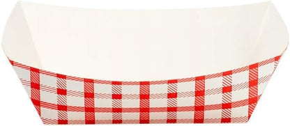 Watson Distributing 1 Lb Food Boat Tray Red Check & White 1000/Case
