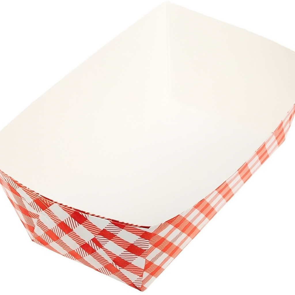 Watson Distributing 1 Lb Food Boat Tray Red Check & White 1000/Case