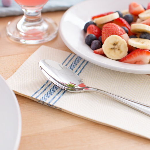 Watson Distributing 15-1/2" x 15-1/2" White/Blue Dishtowel Print Dinner Napkin 800/Case