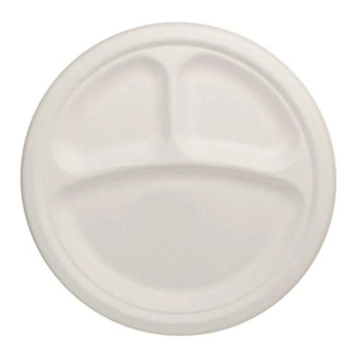 Watson Distributing 10" Disposable Plate Round Bagasse 3-Compartment 500/Case