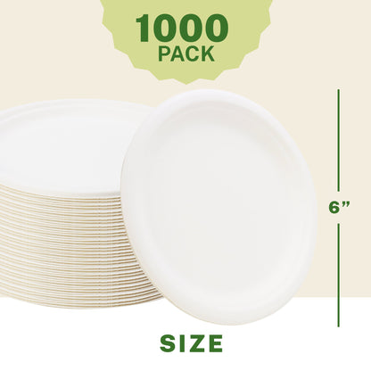 Watson Distributing 6" Disposable Plate Round Bagasse 1000/Case