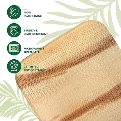 Watson Distributing 9.5" Palm Leaf Disposable Square Plates 25/Pack 100/Case