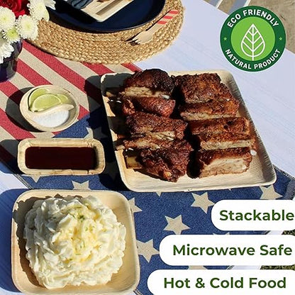 Watson Distributing 9.5" Palm Leaf Disposable Square Plates 25/Pack 100/Case