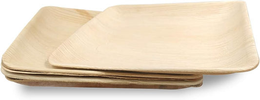 Watson Distributing 9.5" Palm Leaf Disposable Square Plates 25/Pack 100/Case