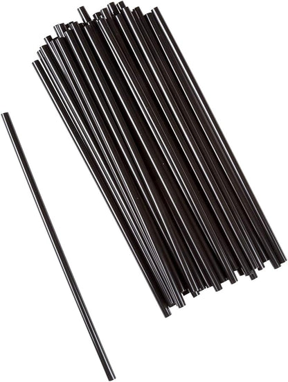 Watson Distributing 7-3/4" Plastic Straw Black Unwrapped Jumbo 2000/Case