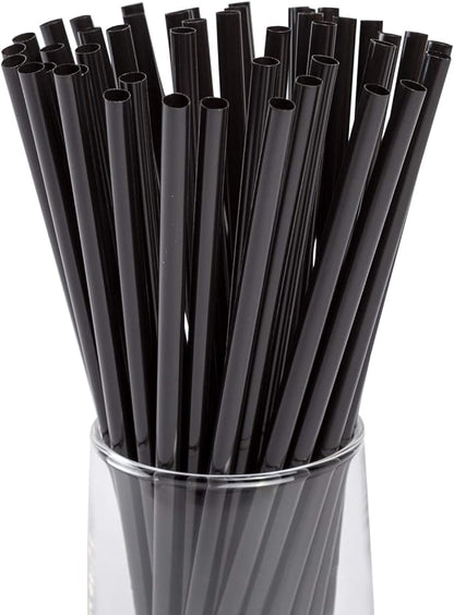 Watson Distributing 7-3/4" Plastic Straw Black Unwrapped Jumbo 2000/Case