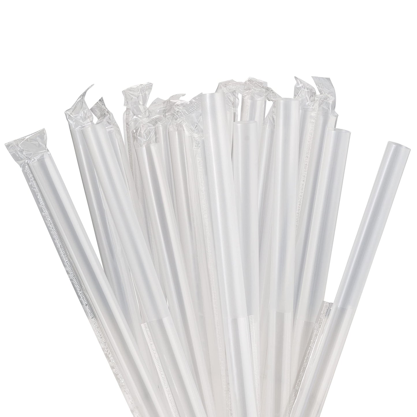 Watson Distributing 7-3/4" Plastic Straw Jumbo Paper-Wrapped Clear 9600/Case
