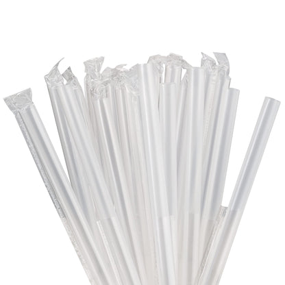 Watson Distributing 7-3/4" Plastic Straw Jumbo Paper-Wrapped Clear 9600/Case