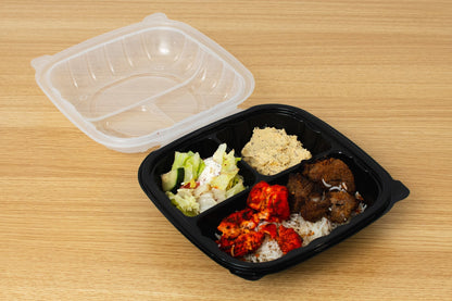 Hinged Clear Top Container, 10" x10",  3-compartment